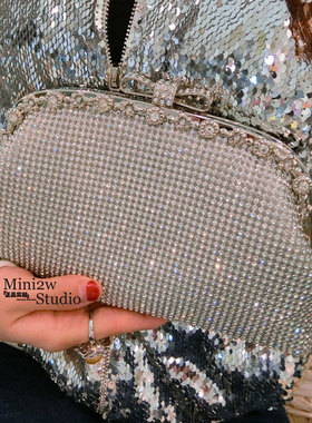 2025水钻包新款蝴蝶结镶钻晚宴包礼服婚纱名媛手拿晚会斜挎水钻包