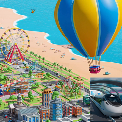 Unity 3D卡通特大城市游戏建筑三维模型Megacity城市交通系统场景