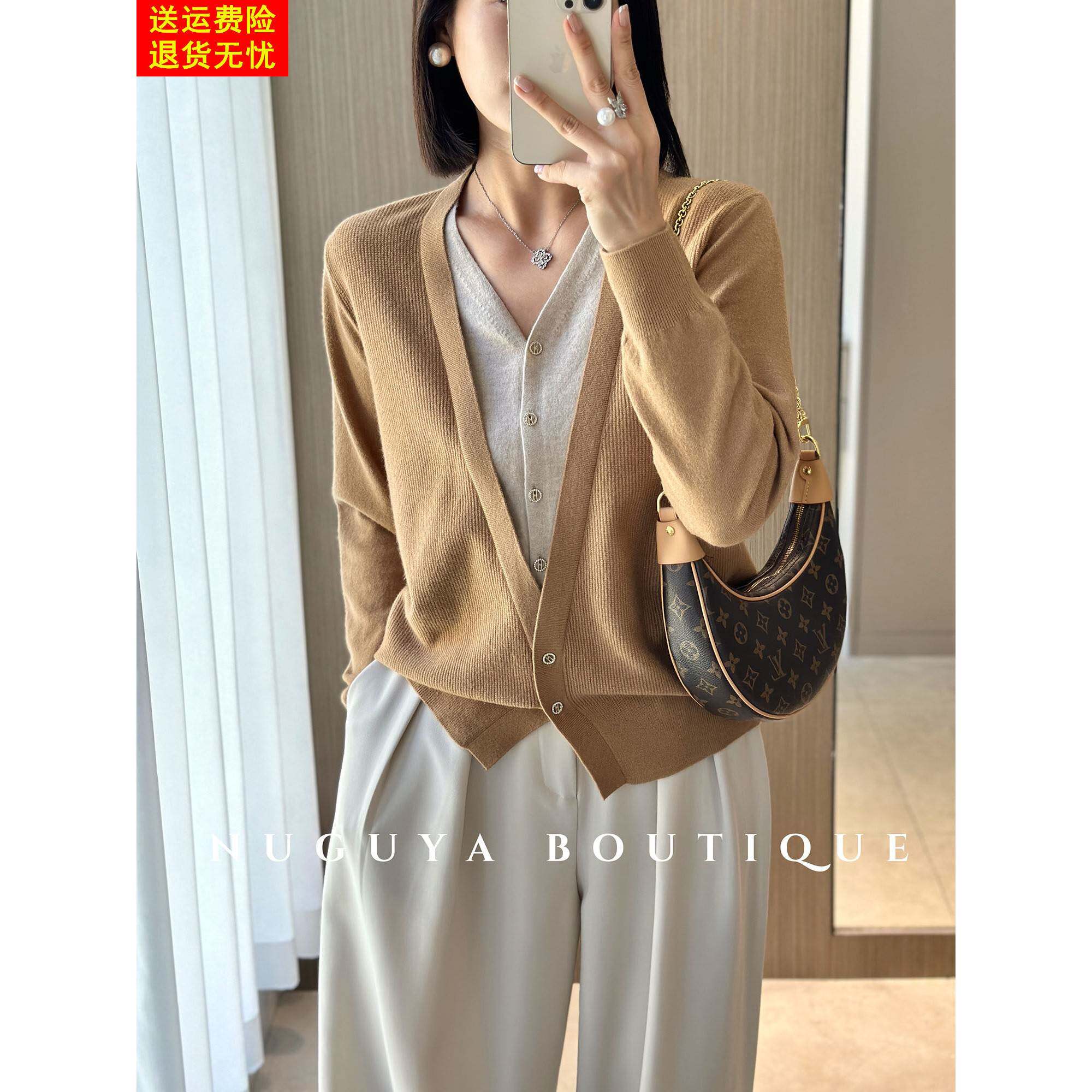 时尚洋气假两件针织衫女春秋新款毛衣高级感上衣短款妈妈装打底衫