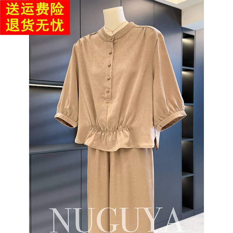 时尚洋气妈妈装雪纺套装女中袖2025夏装新款气质百搭中老年两件套