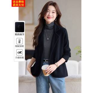 黑色西装领毛衣短外套女2025新款春秋季高级感气质超好看宽松开衫
