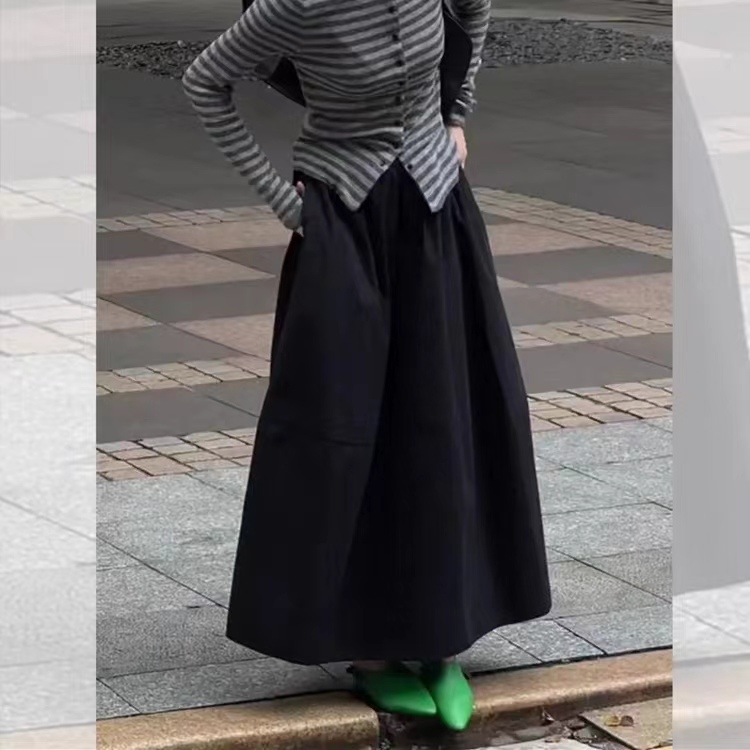 Grid Creed设计师款花苞裙女2025春夏新款松紧腰A字显瘦半身裙