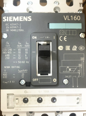 正品VL160西门子 3VL2716-1AA33-0AA0 3VL9210-6SB30 断路器100A