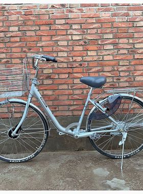 全新川崎日本自行车内变速26铝合金独弯传动轴内三速感应灯