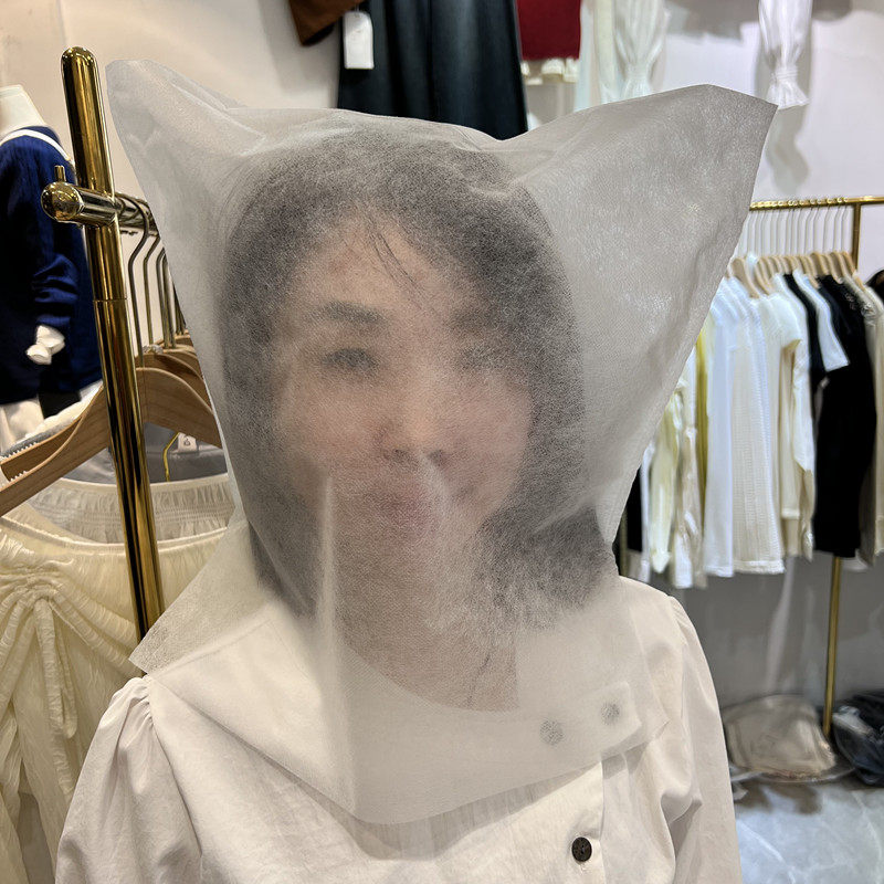 抽纸式一次性无纺布头套服装店试衣服面罩透气透明护脸
