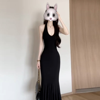 黑色吊带包臀连衣裙子修身御姐风夏季2025新款女紧身巨好看的长裙