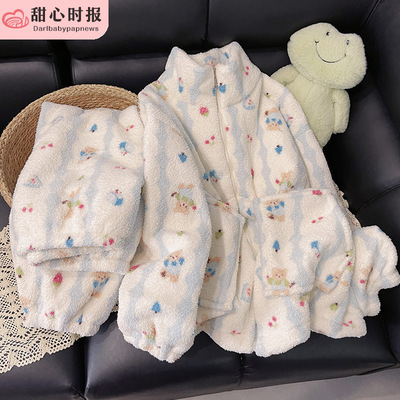 甜心时报女半边绒冬季家居服套装