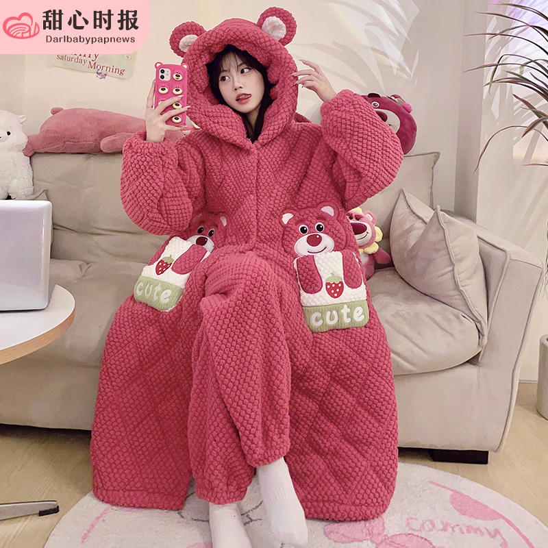 甜心时报女夹棉冬季加厚家居服