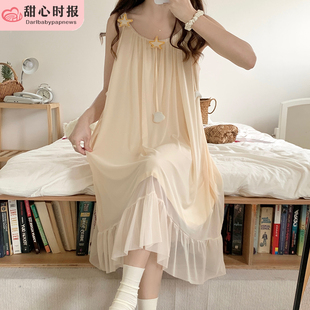 很仙的睡衣女夏季网纱吊带可爱纯棉春秋家居服睡裙网红爆款星星