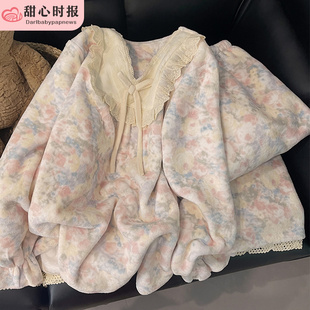 珊瑚绒睡衣女春秋冬季加绒加厚甜美可爱法兰绒家居服公主风套装