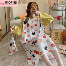 春秋长袖纯棉宽松夏可爱韩版睡裙1
