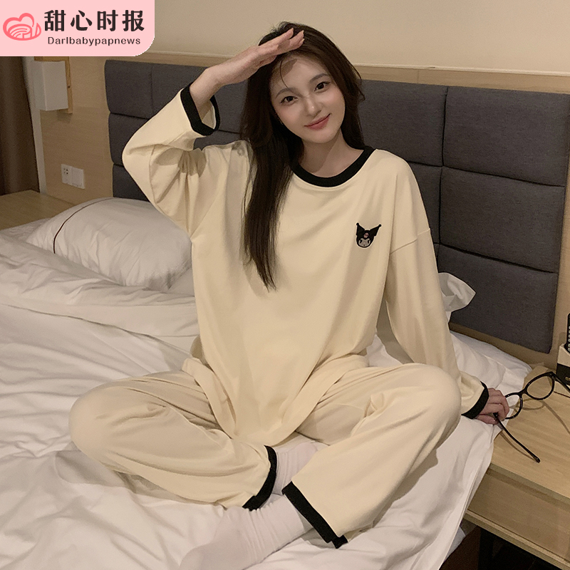 秋冬款德绒睡衣长袖卡通休闲套装