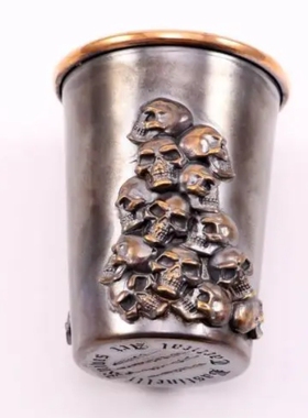 巴斯蒂内利 Bastinelli 手工正品 纯铜双面骷髅浮雕水杯 双面铜杯