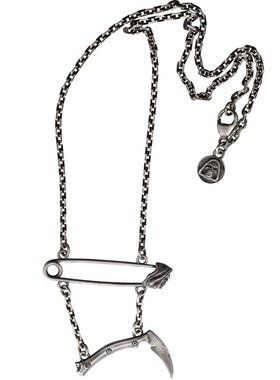 巴斯蒂内利 Bastinelli 长款银饰项链 925纯银 死神别针 法国手工