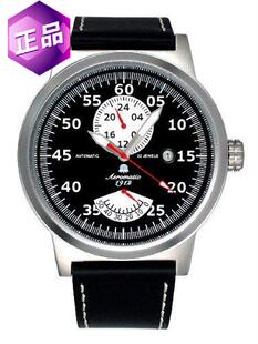 德国 Aeromatic 1912 22钻自动机械 复古军表 24小时 真皮表带