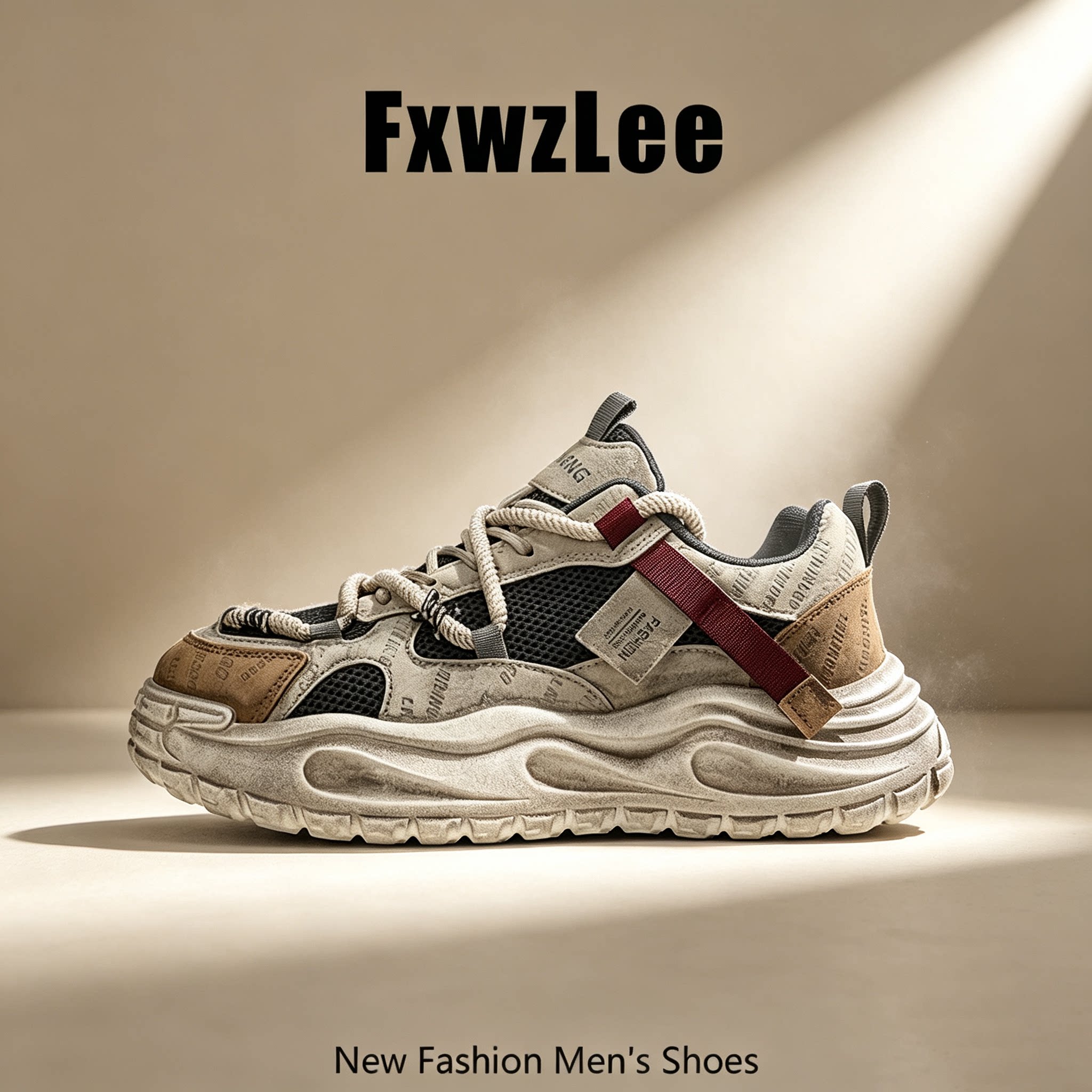 【废土风潮】FxwzLee2026秋季做旧运动鞋男款厚底增高轮胎老爹鞋