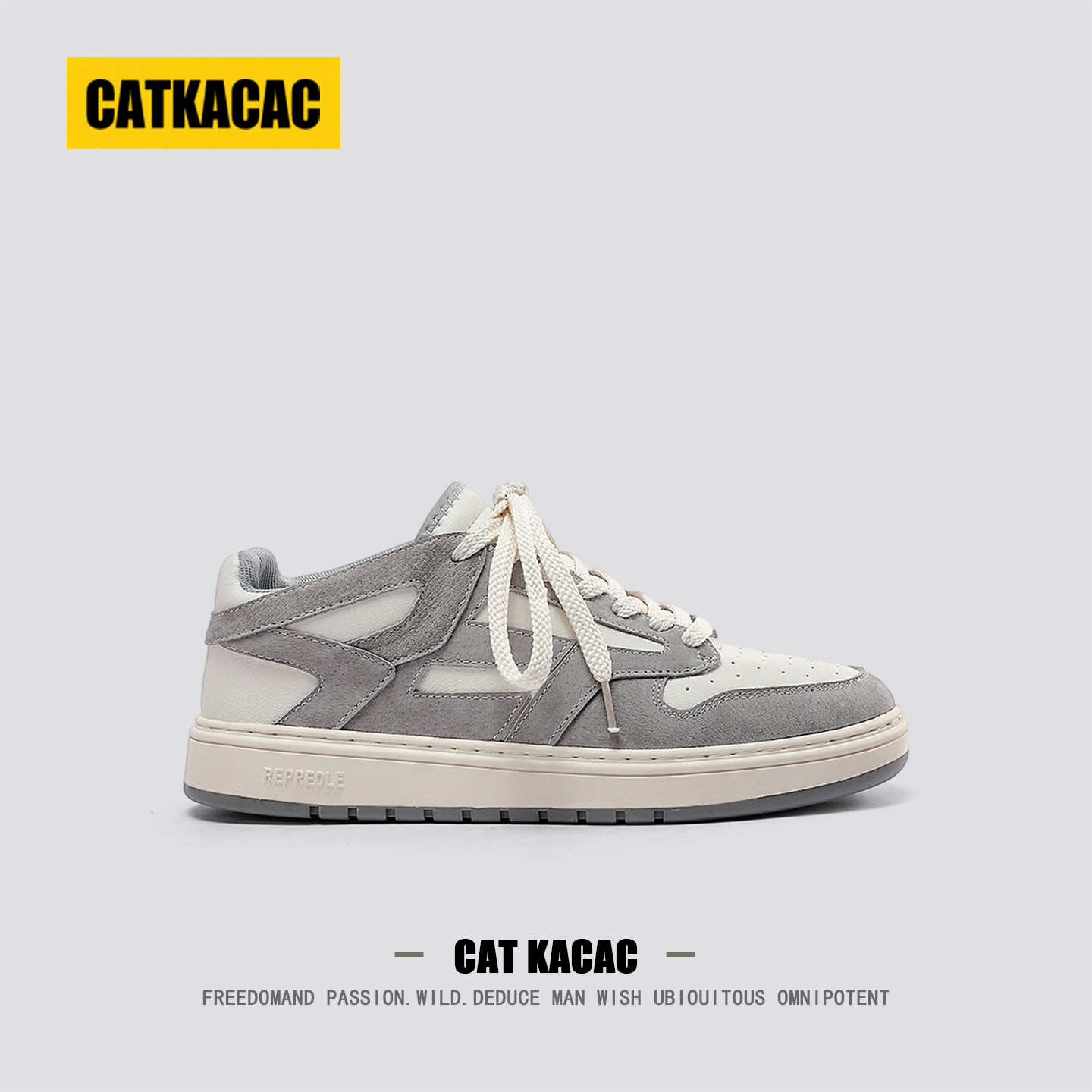 [真皮高端]美国CATKACAC德训男鞋春秋款复古增高男士休闲潮牌板鞋