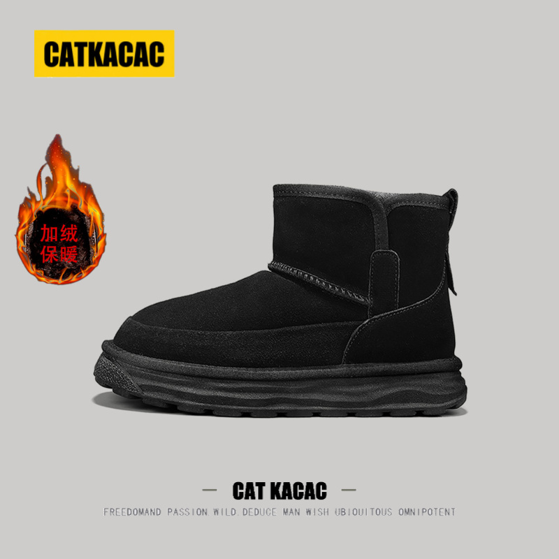 美国CATKACAC东北雪地靴男款冬季加绒加厚保暖防寒男士东北大棉鞋