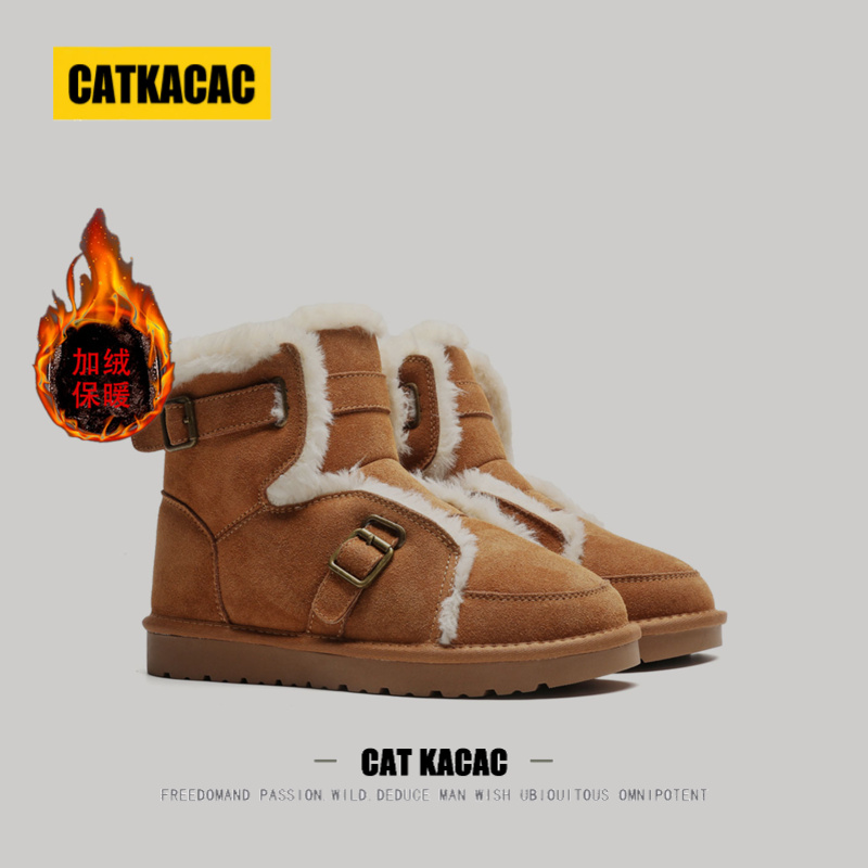 美国CATKACAC情侣款雪地靴男款冬季加绒加厚保暖防寒男士东北棉鞋