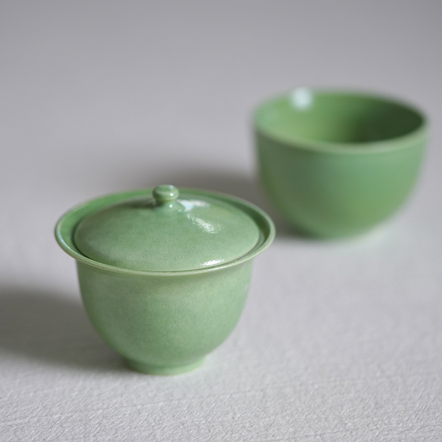 旷野原创一粒茶粉绿叠叠乐盖碗图片