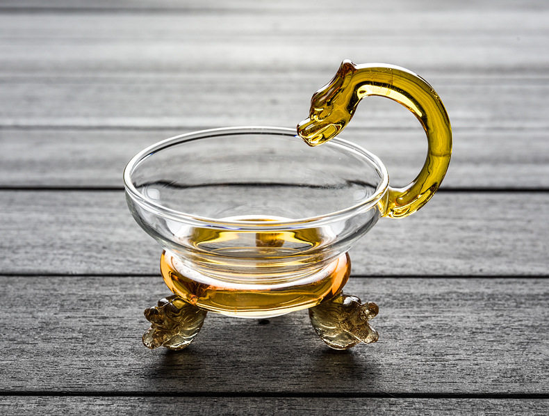 手工玻璃茶道过滤网托高硼硅龙头茶漏茶叶过滤器茶水分离玻璃茶具
