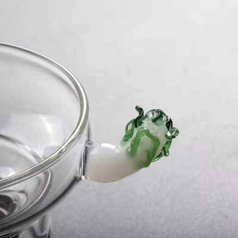 创意白菜造型高硼硅玻璃百财茶漏家用透明玻璃功夫茶具泡茶过滤器