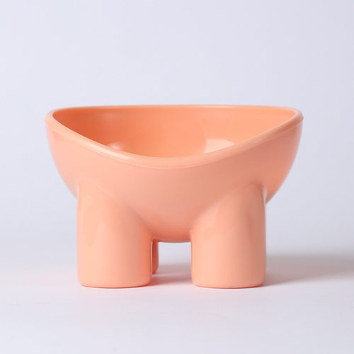 宠物用品马卡龙色象腿碗斜口猫咪食盆塑料宠物碗高脚猫碗