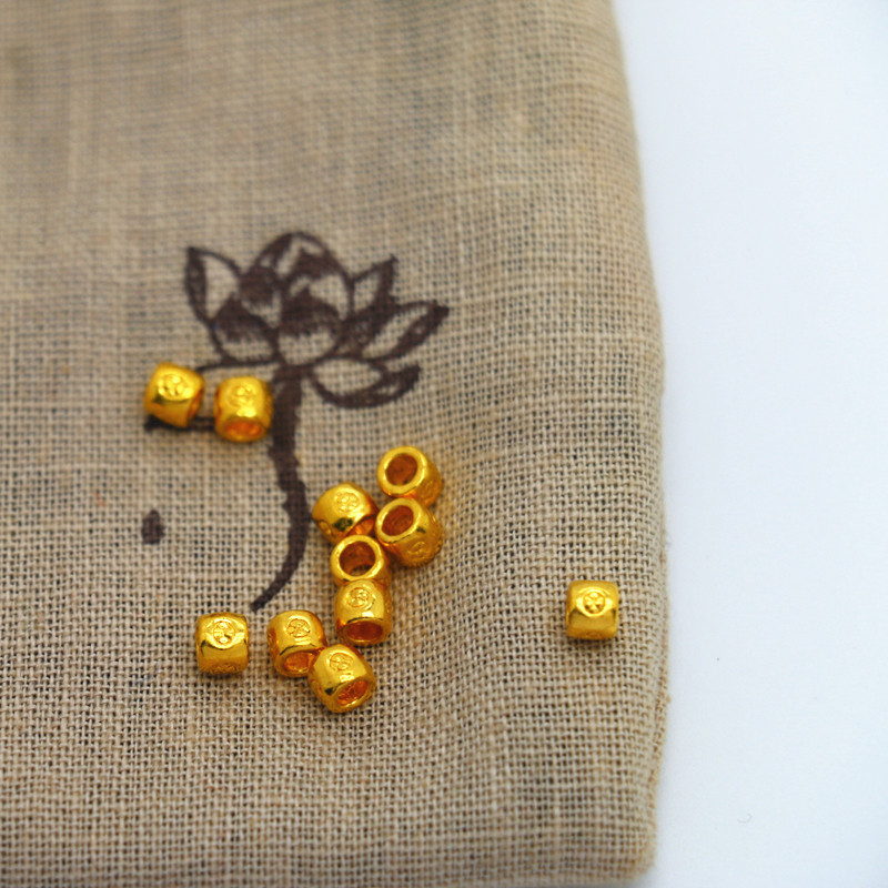 999足金24k实心黄金隔片大孔文玩DIY配件配饰手链手串编绳材料