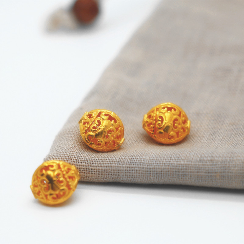 足金999古法铸造纯黄金24K三棱异形个性克罗星配珠项链手链散珠编