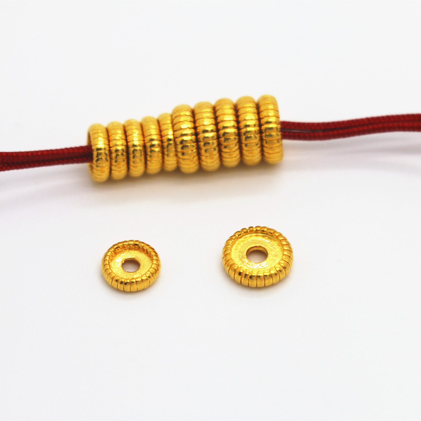 999足金24k纯黄金配件藏式佛珠纯金隔片现货8mm10mm实心轻隔片