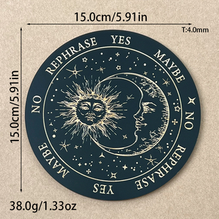 灵摆表盘木质指示雕刻纹理七星能量板灵调频水晶底座月牙黑色