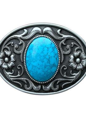 复古绿珠花纹牛仔皮带扣