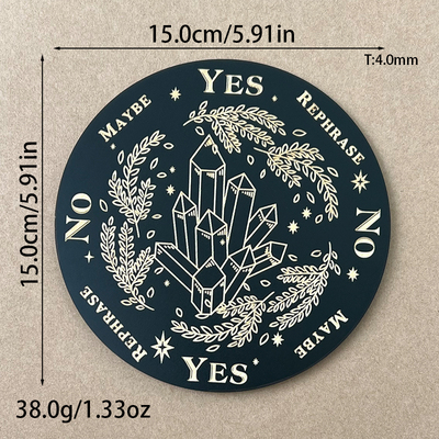 灵摆表盘指示雕刻纹理七星能量板灵调频木质水晶底座黑色杯垫防烫