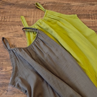 2025春夏文艺复古风吊带睡裙旅行家居服纯棉纯色个性家居连衣裙子