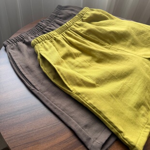 纯色简约日系睡裤女男士夏季纯棉双层纱薄款沙滩中短裤情侣家居裤