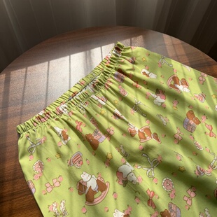 夏季棉绸睡裤女士薄款卡通人造棉可外穿遛弯家居长裤子直筒宽松