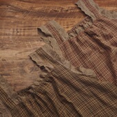 春夏文艺复古风背心睡裙花边家居服纯棉格子个性 家居连衣裙子