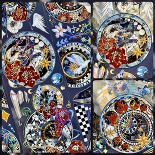 星蚀轮转镭射银贝壳光咕卡手帐pet胶带 wines新品 分装