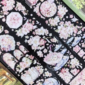 粉色樱花咕卡流麻滴胶手帐拼贴PET胶带分装 喵啪叽 漫漫粉雪