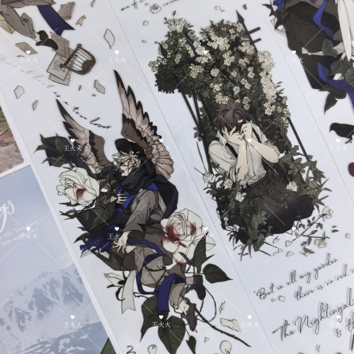 诺特Notte 夜莺与玫瑰 暗黑人物咕卡流麻滴胶手帐拼贴pet胶带分装