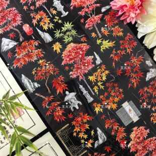 月海研究所 秋意晚 古风庭院红枫造景咕卡流麻滴胶手帐pet胶带