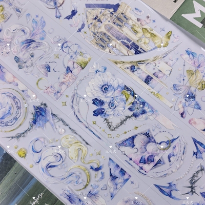 第九航道 Mist青烟 云烟建筑咕卡流麻滴胶手帐拼贴PET胶带分装