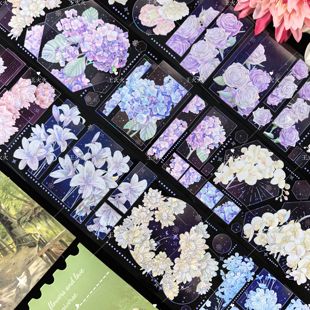 百搭和风花花咕卡流麻滴胶手帐PET胶带分装 Wines工作室 满园芳菲