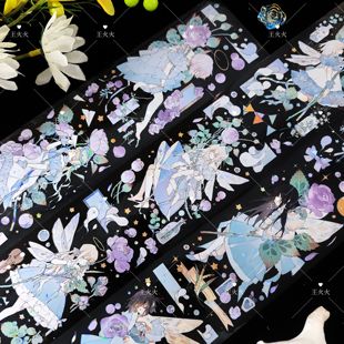 人物花仙子花精灵咕卡拼贴手帐pet胶带分装 Wines工作室 玫瑰花精