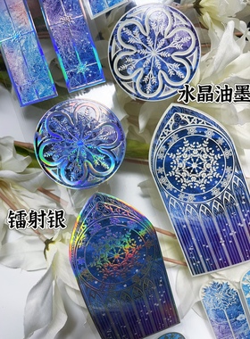 Reborn文创 雪国宝藏 蓝色冰雪窗户背景 咕卡流麻手帐pet胶带分装