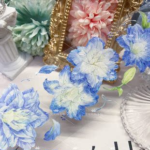 【分装】Palette工坊 碎冰蓝 百搭蓝色花花咕卡流麻手帐胶带pet