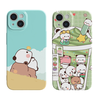适用iPhone17pro一二布布菲林壳16max小熊猫手机壳苹果14pro软壳15适用华为mate50情侣恋人