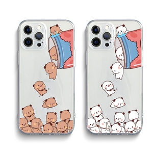 适用苹果16plus一二布布手机壳iPhone15pro情侣恋人14max透明软壳13mini