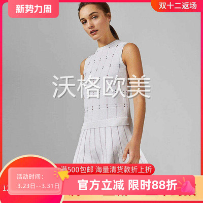 沃格英国TB牌春夏新款简洁彩线点点格子织花假两件修身针织连衣裙