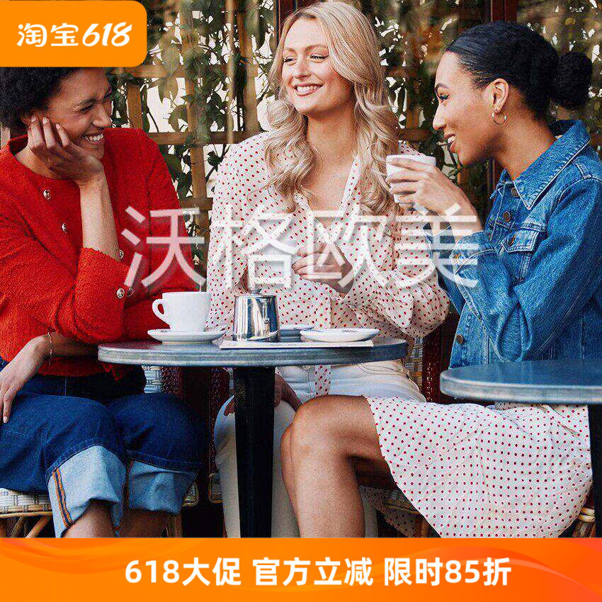 沃格英国LKB春夏新款2色蕾丝花边海军领女珍珠扣波点印花真丝衬衫